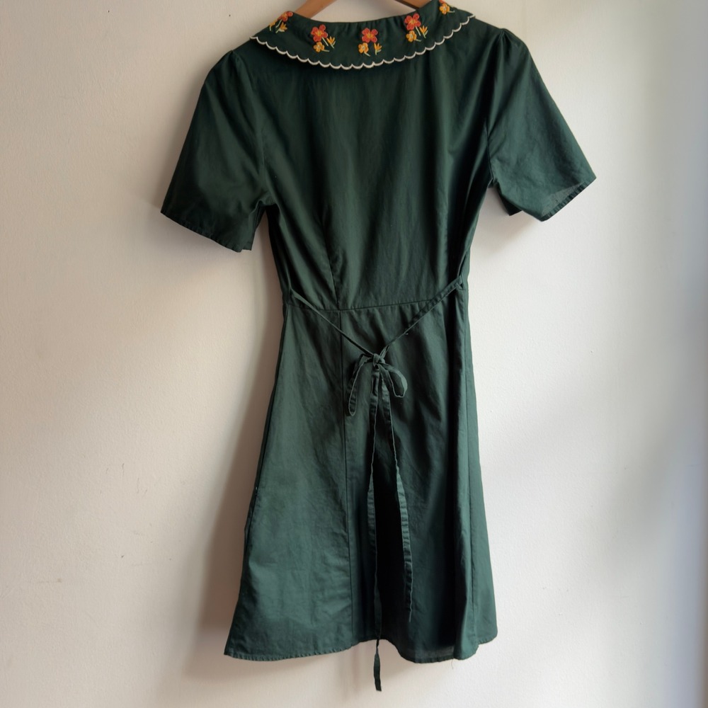 Princess Highway Embroidered Collar Dress‎ Green Goblincore Twee Daisy Chain - Picture 3 of 7